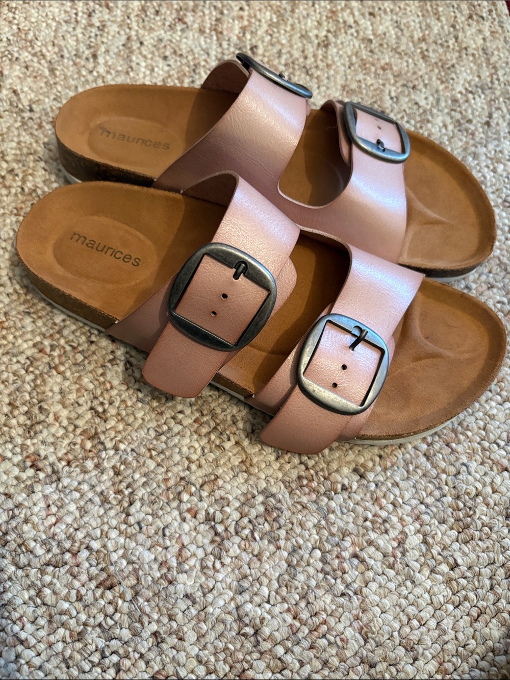 Maurices Blush Pink Double-Buckle Slide Sandals